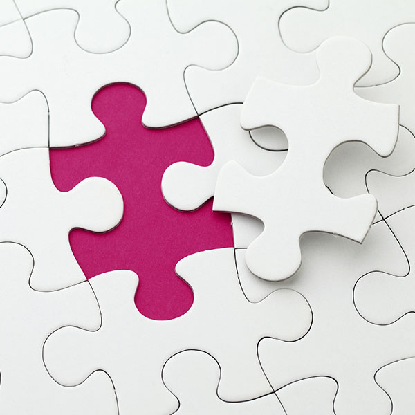 Puzzle mit einem fehlenden Teil